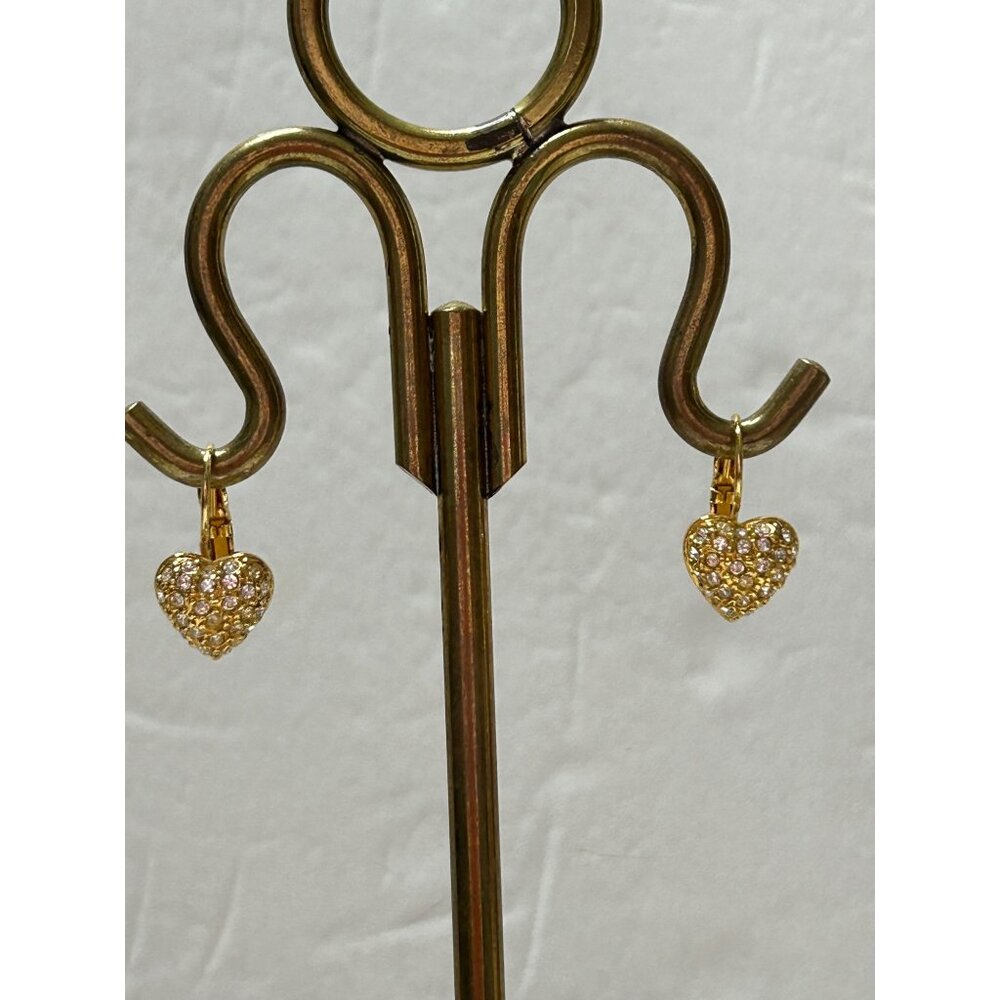 Goldtone Crystal Heart Fashion Earrings